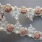 1 Yard Vintage Gold Pearl Rose Flowers Embroidered Lace Trim Fabric Floral Appliques Lace Ribbon Bridal Ornaments Handmade DIY Sewing Supplies Craft for Costume Hat Decoration 1.96" Wide